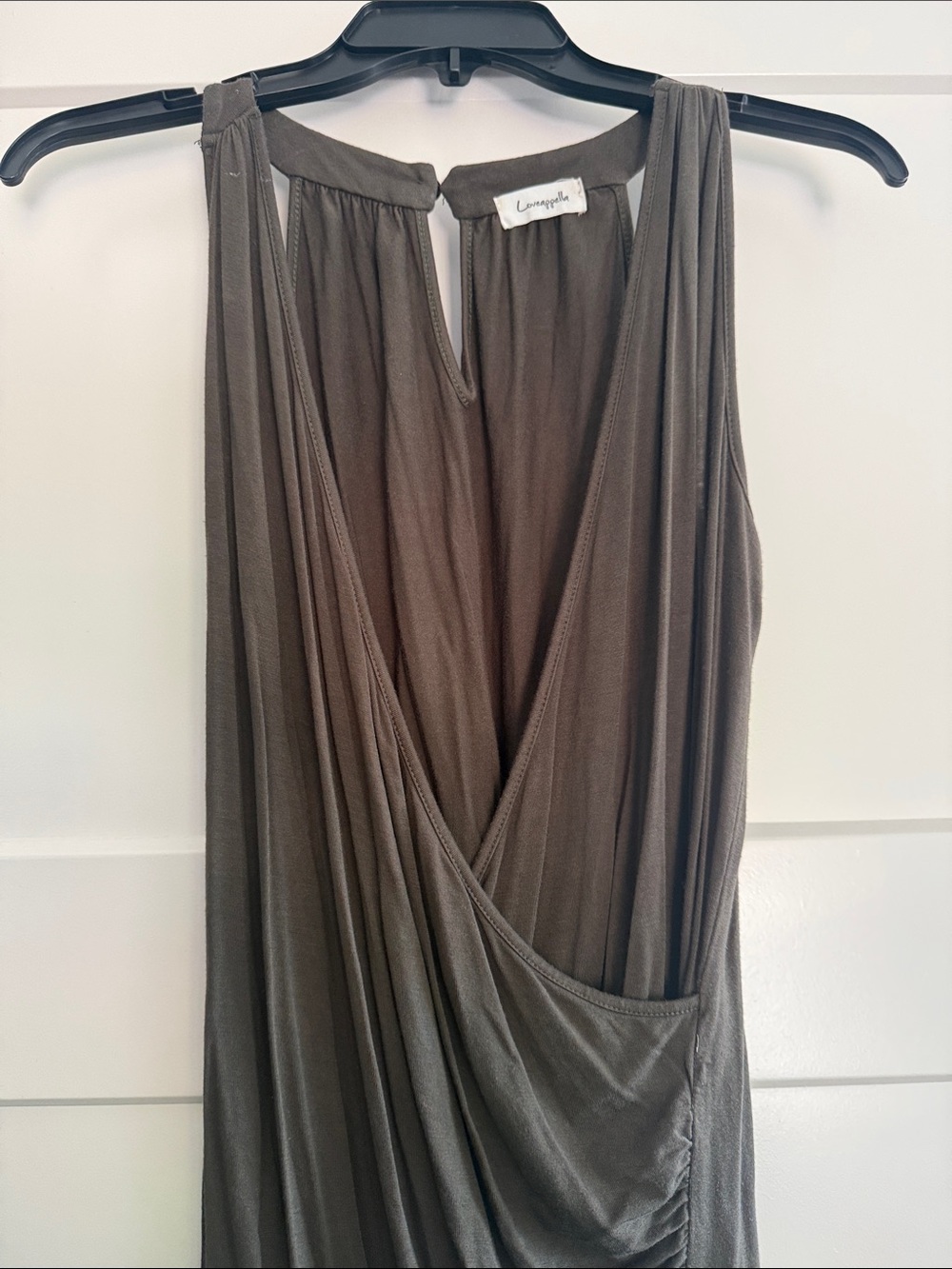 Loveappella Olive Draped Tank Top